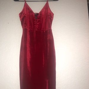 Red velvet bodycon dress
